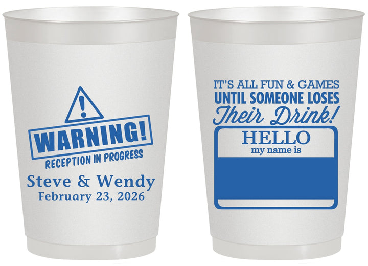 Personalized Wedding 20 oz Frosted Cups - Hello My Name Is | 280