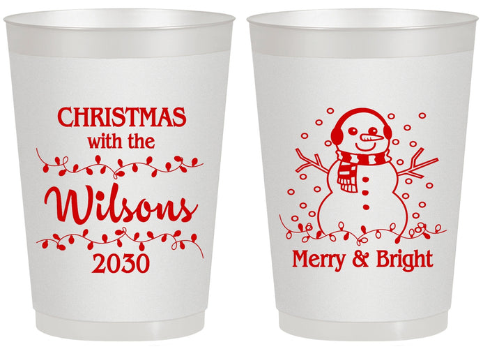 Personalized Christmas 20 oz Frosted Cups - Snowman | 280002