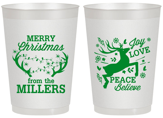 Personalized Christmas 20 oz Frosted Cups - Reindeer | 280003