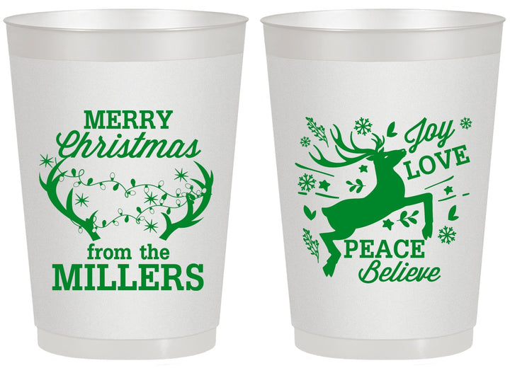 Personalized Christmas 20 oz Frosted Cups - Reindeer | 280003