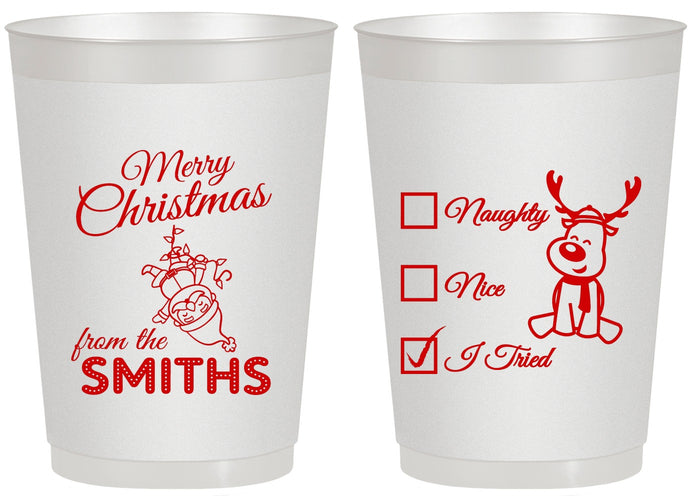 Personalized Christmas 20 oz Frosted Cups - Naughty Or Nice | 280004