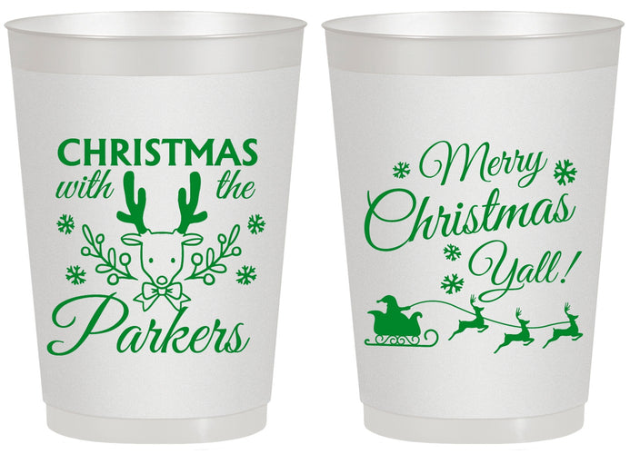 Personalized Christmas 20 oz Frosted Cups - Reindeer | 280005