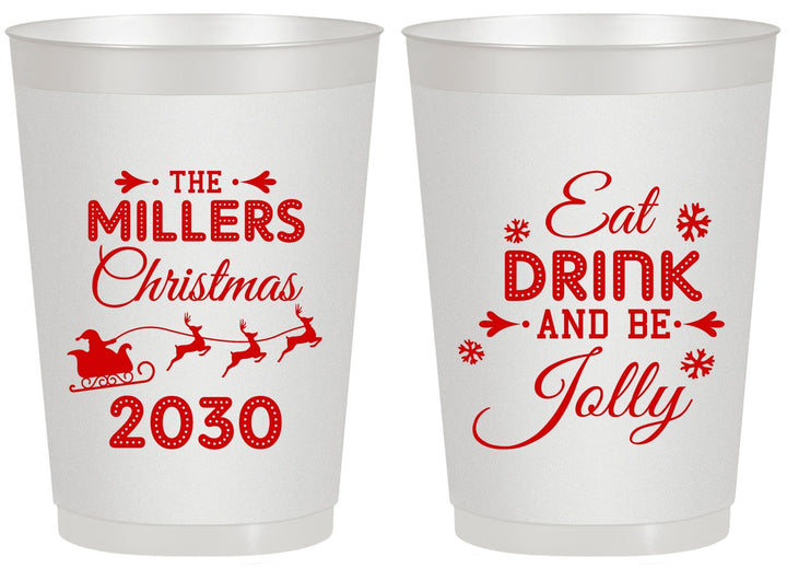 Personalized Christmas 20 oz Frosted Cups - Eat Drink And Be Jolly | 280010