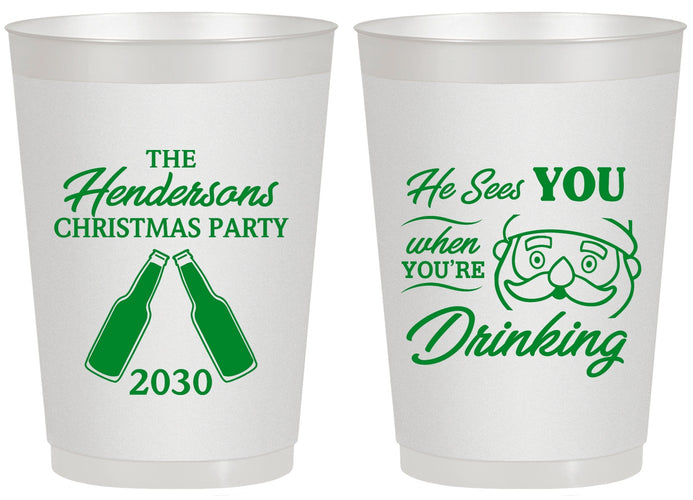Personalized Christmas 20 oz Frosted Cups - Santa | 280015