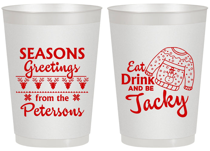 Personalized Christmas 20 oz Frosted Cups - Eat Drink Be Jacky | 280016