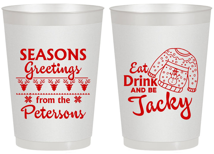 Personalized Christmas 20 oz Frosted Cups - Eat Drink Be Jacky | 280016