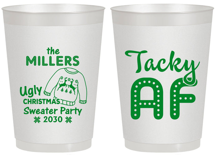 Personalized Christmas 20 oz Frosted Cups - Tacky Af | 280017