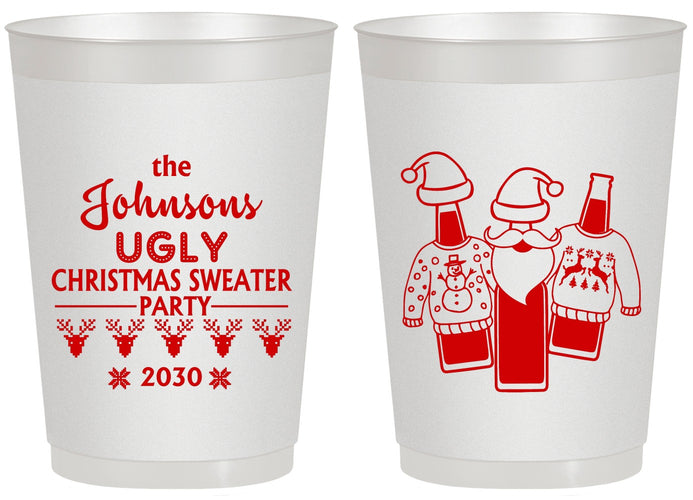 Personalized Christmas 20 oz Frosted Cups - Ugly Sweater | 280022