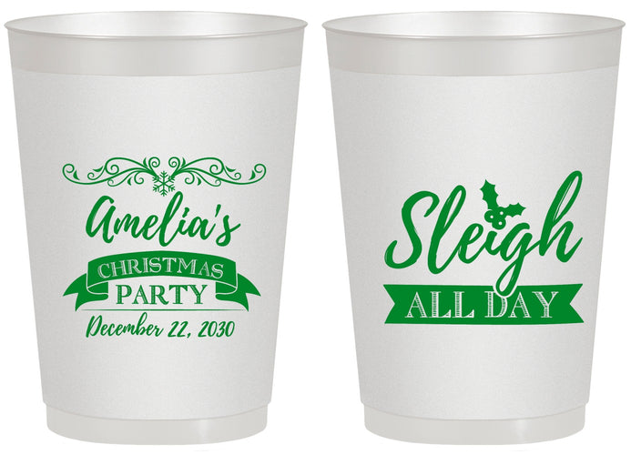 Personalized Christmas 20 oz Frosted Cups - Sleigh All Day | 280031