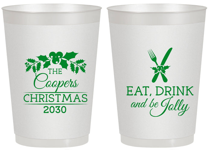 Personalized Christmas 20 oz Frosted Cups - Eat Drink And Be Jolly | 280033