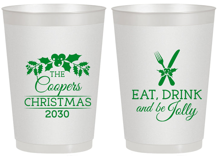 Personalized Christmas 20 oz Frosted Cups - Eat Drink And Be Jolly | 280033