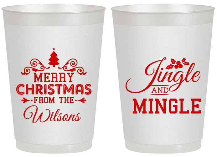 Personalized Christmas 20 oz Frosted Cups - Jingle And Mingle | 280034