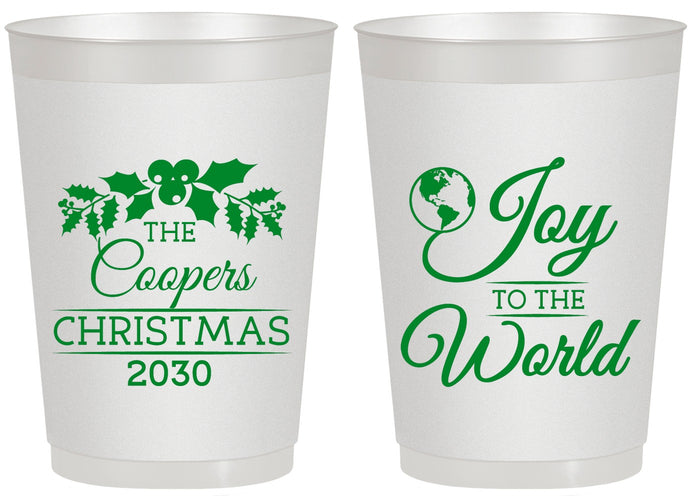 Personalized Christmas 20 oz Frosted Cups - Joy To The World | 280035