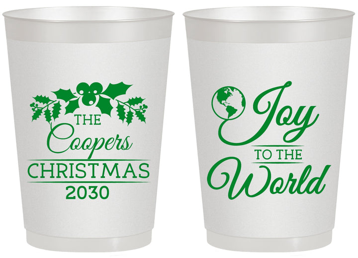 Personalized Christmas 20 oz Frosted Cups - Joy To The World | 280035