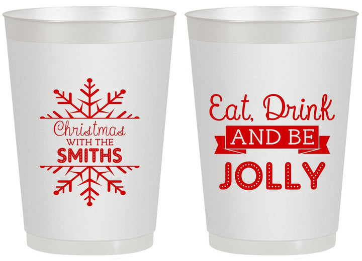 Personalized Christmas 20 oz Frosted Cups - Eat Drink Jolly | 280040