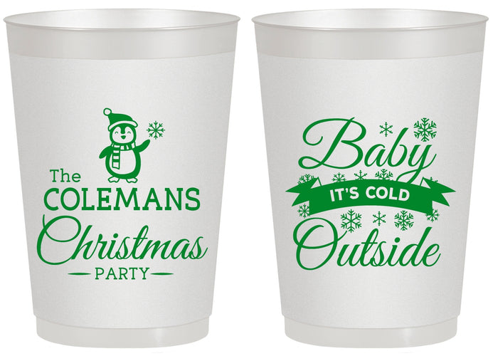 Personalized Christmas 20 oz Frosted Cups - Cold Outside | 280043