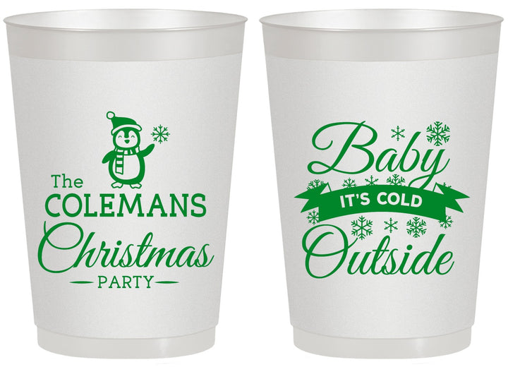 Personalized Christmas 20 oz Frosted Cups - Cold Outside | 280043