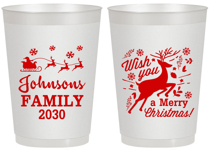 Personalized Christmas 20 oz Frosted Cups - Reindeer | 280044