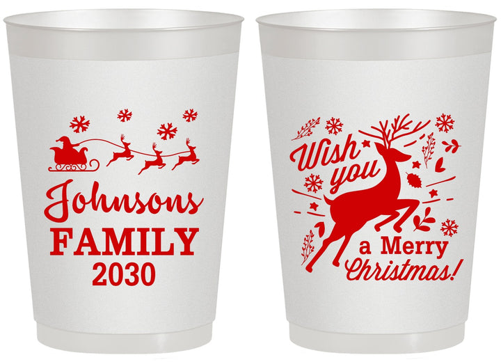Personalized Christmas 20 oz Frosted Cups - Reindeer | 280044
