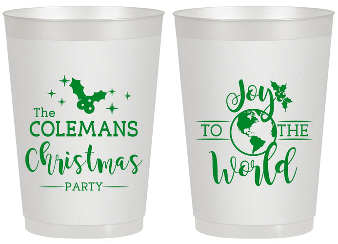 Personalized Christmas 20 oz Frosted Cups - Joy To The World | 280045