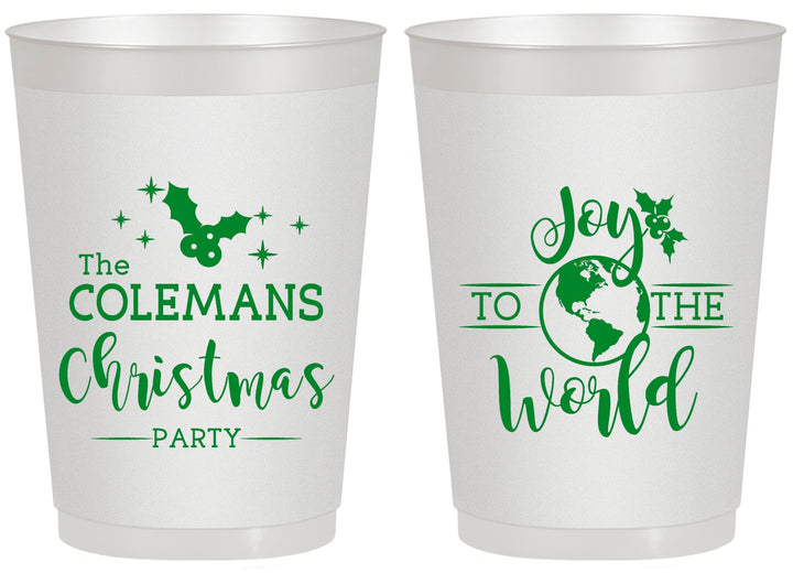 Personalized Christmas 20 oz Frosted Cups - Joy To The World | 280045