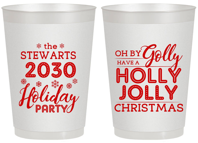 Personalized Christmas 20 oz Frosted Cups - Holly Jolly | 280046