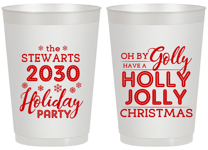 Personalized Christmas 20 oz Frosted Cups - Holly Jolly | 280046