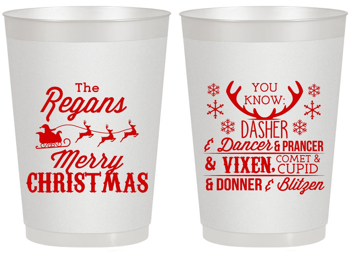 Personalized Christmas 20 oz Frosted Cups - Reindeer | 280062