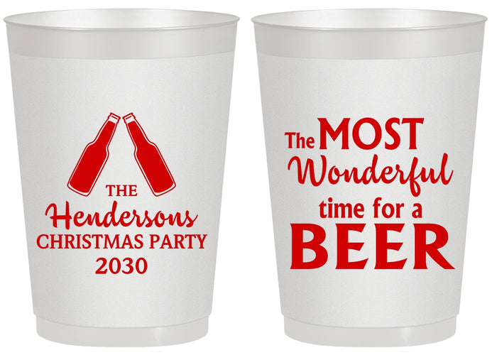 Personalized Christmas 20 oz Frosted Cups - Wonderful Time For A Beer | 280064
