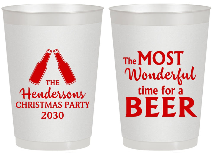 Personalized Christmas 20 oz Frosted Cups - Wonderful Time For A Beer | 280064