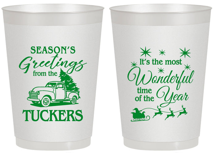 Personalized Christmas 20 oz Frosted Cups - Season Greetings | 280071