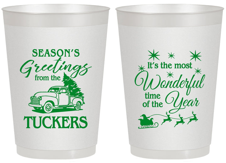 Personalized Christmas 20 oz Frosted Cups - Season Greetings | 280071