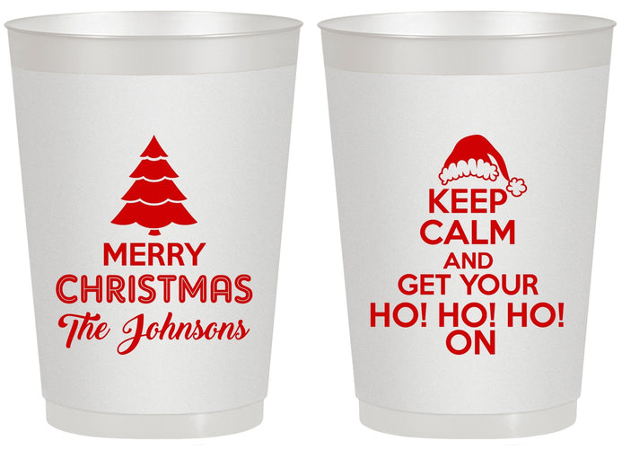 Personalized Christmas 20 oz Frosted Cups - Ho Ho Ho | 280076