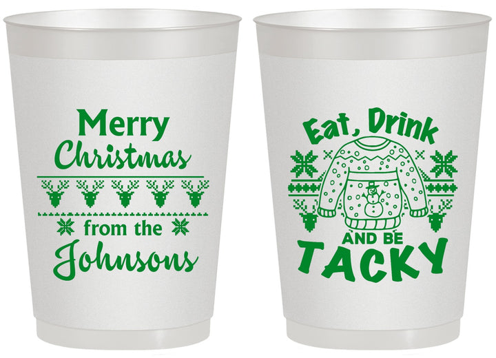 Personalized Christmas 20 oz Frosted Cups - Eat Drink Tacky | 280081