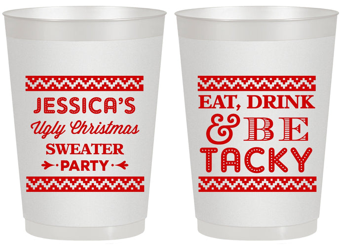 Personalized Christmas 20 oz Frosted Cups - Eat Drink Tacky | 280082