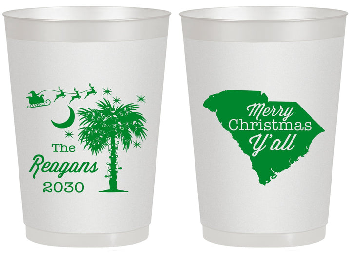 Personalized Christmas 20 oz Frosted Cups - South Carolina | 280083