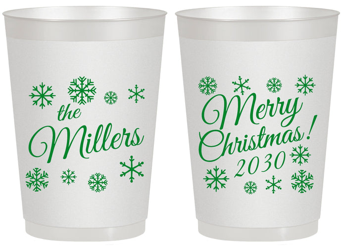 Personalized Christmas 20 oz Frosted Cups - Snowflakes | 280089