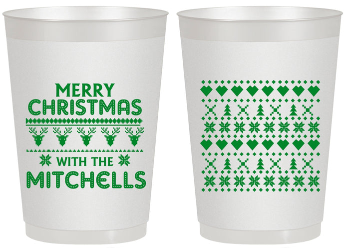 Personalized Christmas 20 oz Frosted Cups - Ugly Sweater | 280091