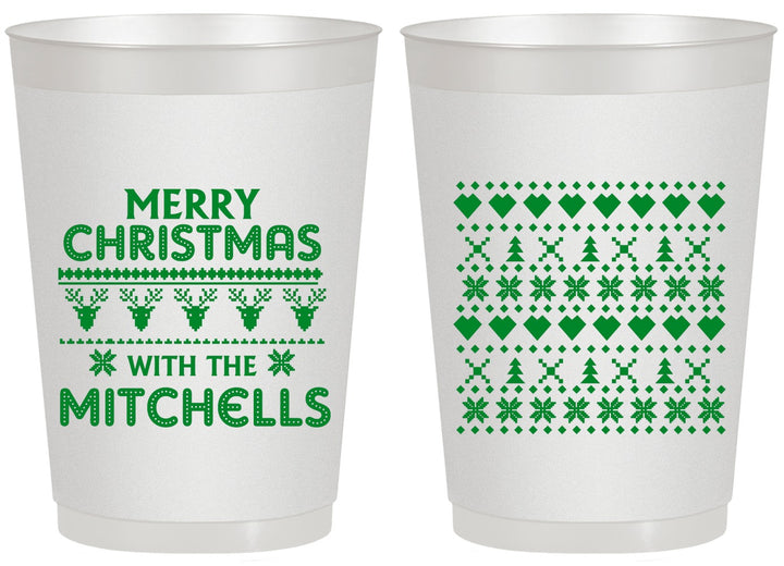 Personalized Christmas 20 oz Frosted Cups - Ugly Sweater | 280091