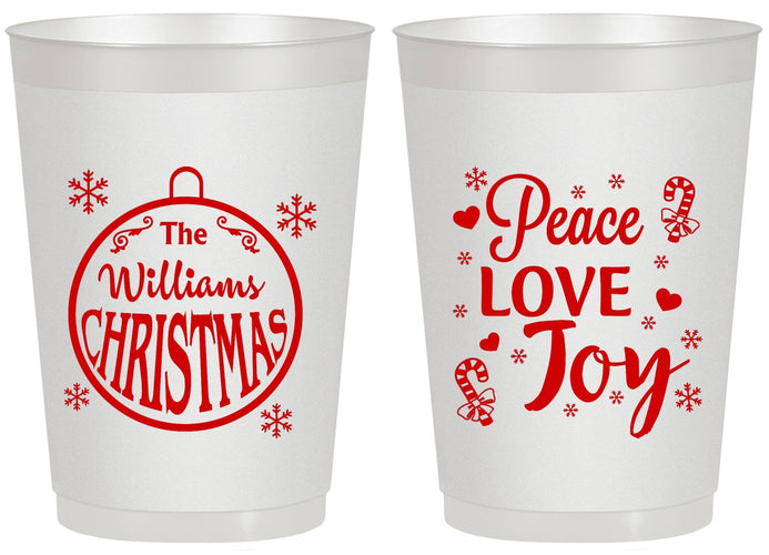 Personalized Christmas 20 oz Frosted Cups - Peace Joy Love | 280094