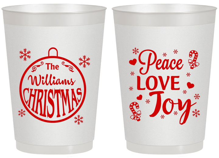 Personalized Christmas 20 oz Frosted Cups - Peace Joy Love | 280094