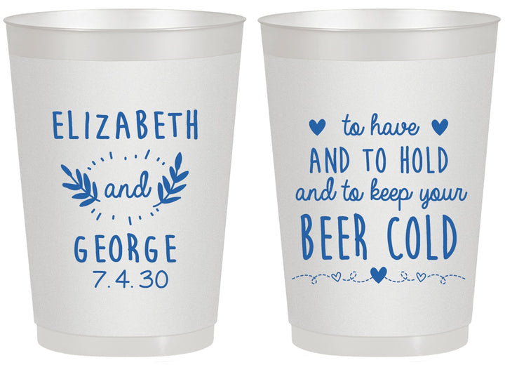 Personalized Wedding 20 oz Frosted Cups - To Have And To Hold | 281