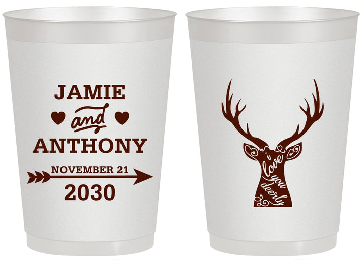 Personalized Wedding 20 oz Frosted Cups - Deer | 282