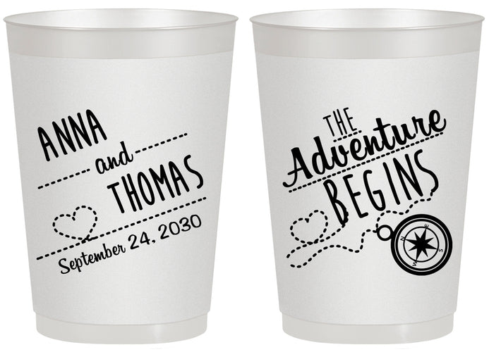 Personalized Wedding 20 oz Frosted Cups - The Adventure Begins | 284