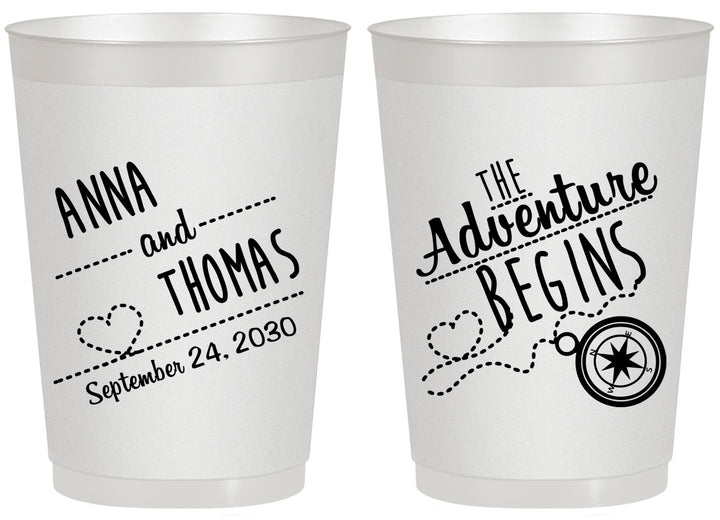 Personalized Wedding 20 oz Frosted Cups - The Adventure Begins | 284