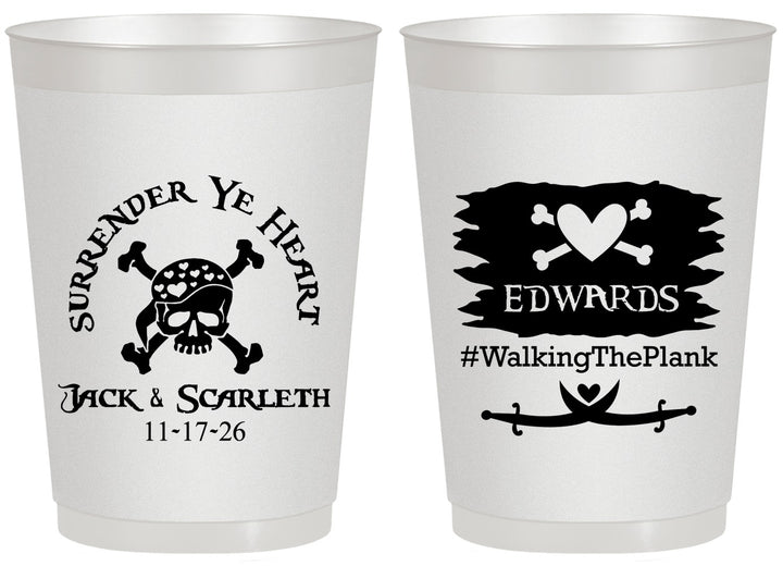 Personalized Wedding 20 oz Frosted Cups - Pirate | 286