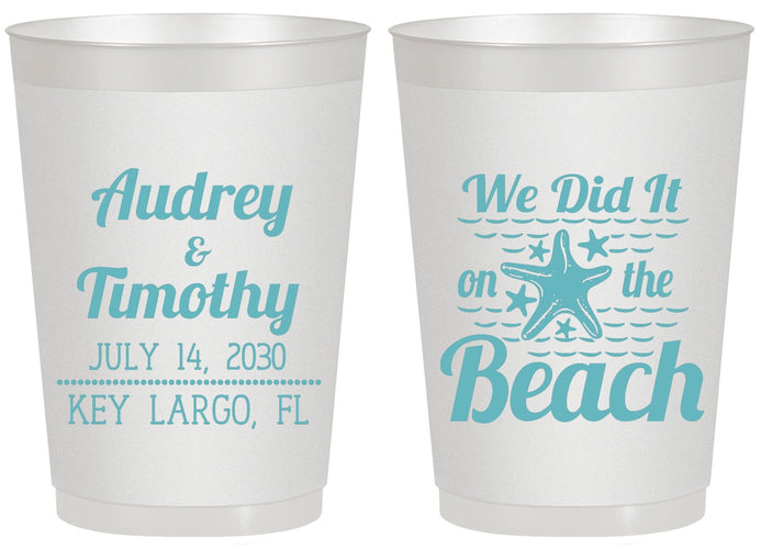 Personalized Wedding 20 oz Frosted Cups - We Did It On The Beach | 294
