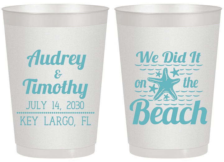 Personalized Wedding 20 oz Frosted Cups - We Did It On The Beach | 294