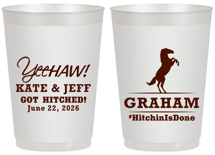 Personalized Wedding 20 oz Frosted Cups - Got Hitched | 296