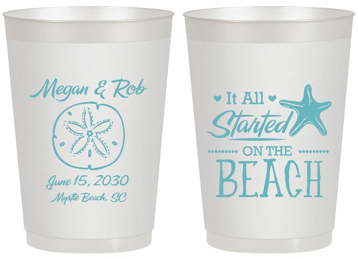 Personalized Wedding 20 oz Frosted Cups - Started On The Beach | 298